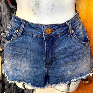 Aubrey Mid Rise Blue Jean Cutoff Shorts